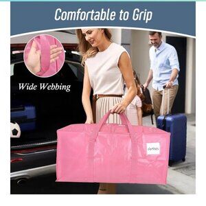 PINK Extra Heavy Duty Large Moving Bag with Strong Zipper & Comfortable Handles.